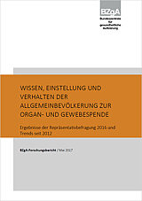 Titelseite der Studie: Wissen, Einstellung und Verhalten der Allgemeinbevölkerung zur Organ- und Gewebespende 2016