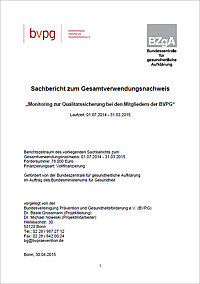 Titelseite der Studie: Monitoring zur Qualitätssicherung bei den Mitgliedern der BVPG