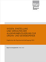 Titelseite der Studie: Wissen, Einstellung und Verhalten der Allgemeinbevölkerung zur Organ- und Gewebespende - Ergebnisse der Repräsentativbefragung 2022